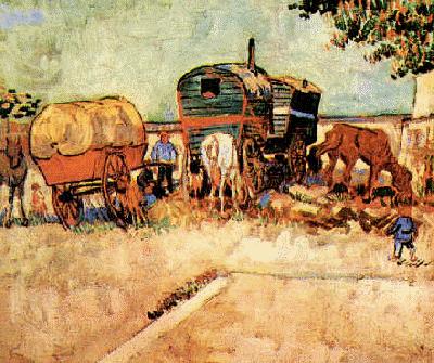 Vincent Van Gogh Encampment of Gypsies with Caravan